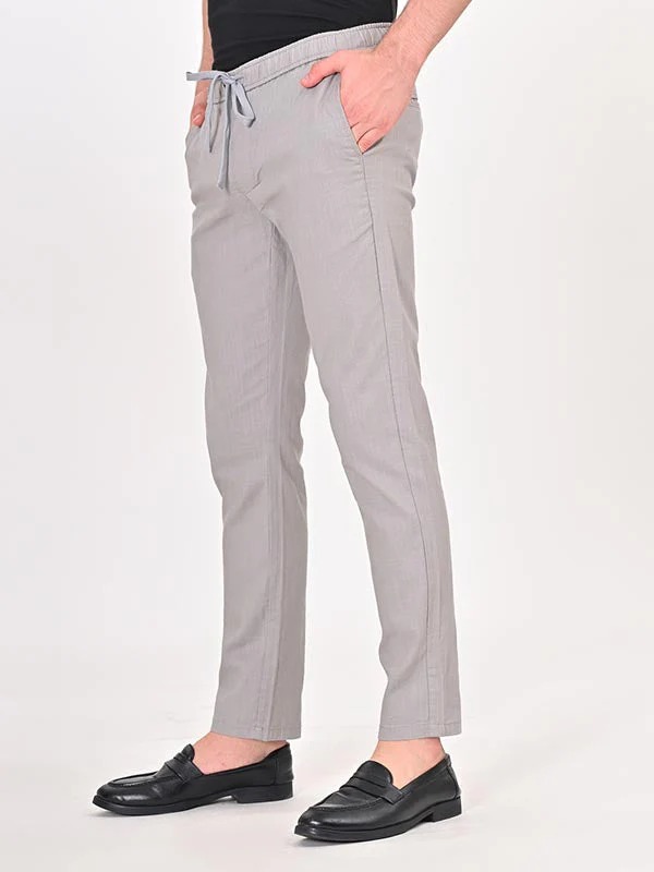 Indian Terrain Men's Slim Fit Solid Grey Trousers